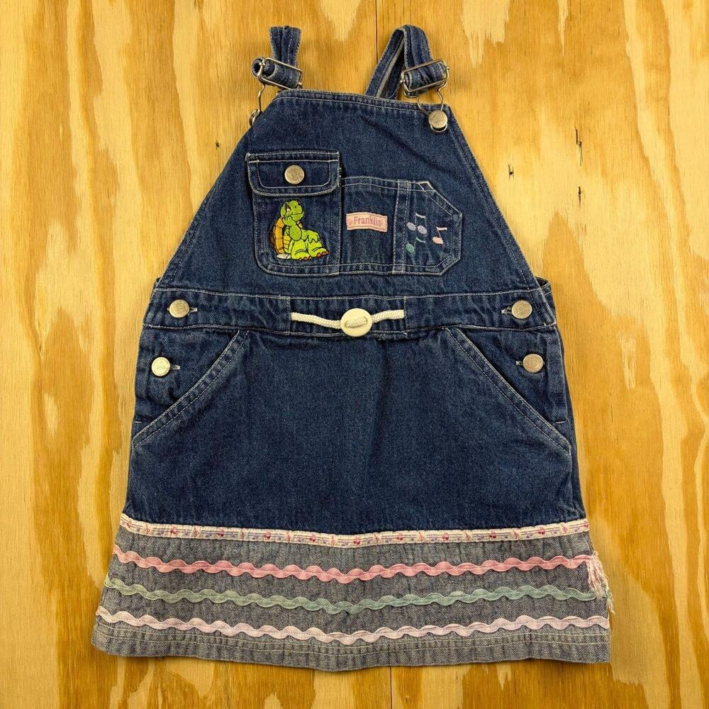 Vintage Franklin the Turtle Denim Overall Jumper Dress – Y2K – Girls 4T